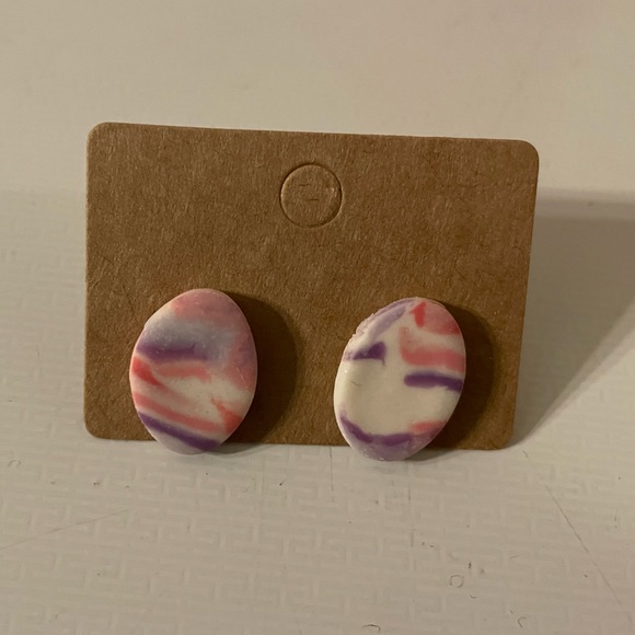 White, pink and purple swirl earrings - Picture 1 of 2